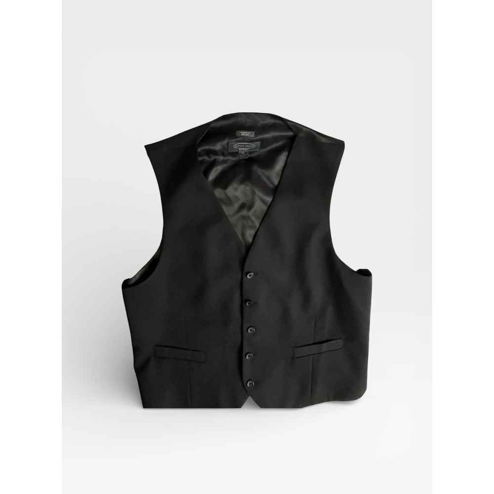 Pronto Uomo Platinum Mens Black Vest Wool Waistcoat XL Button Cinch Prom Wedding